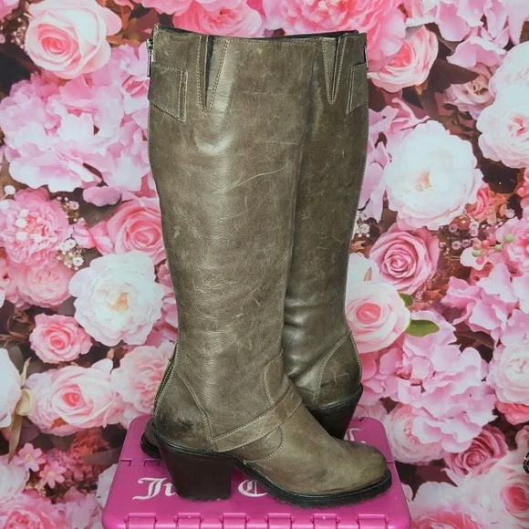 Office womens tall brown leather boots size 6 Made in Portugal 3" heel - Picture 6 of 8